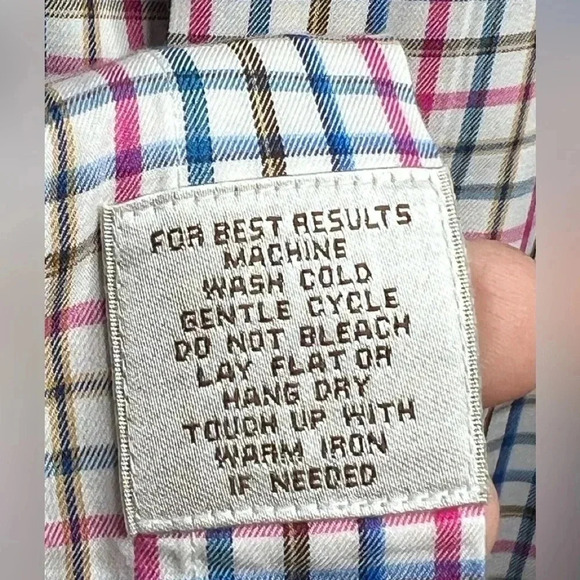 Peter Millar Pink, Blue, Brown Plaid Button Down Long Sleeve Shirt Men's Size L - Picture 5 of 5